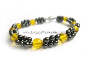 Magnet Clasp - 18cm Hematite Stone Beaded Bracelet